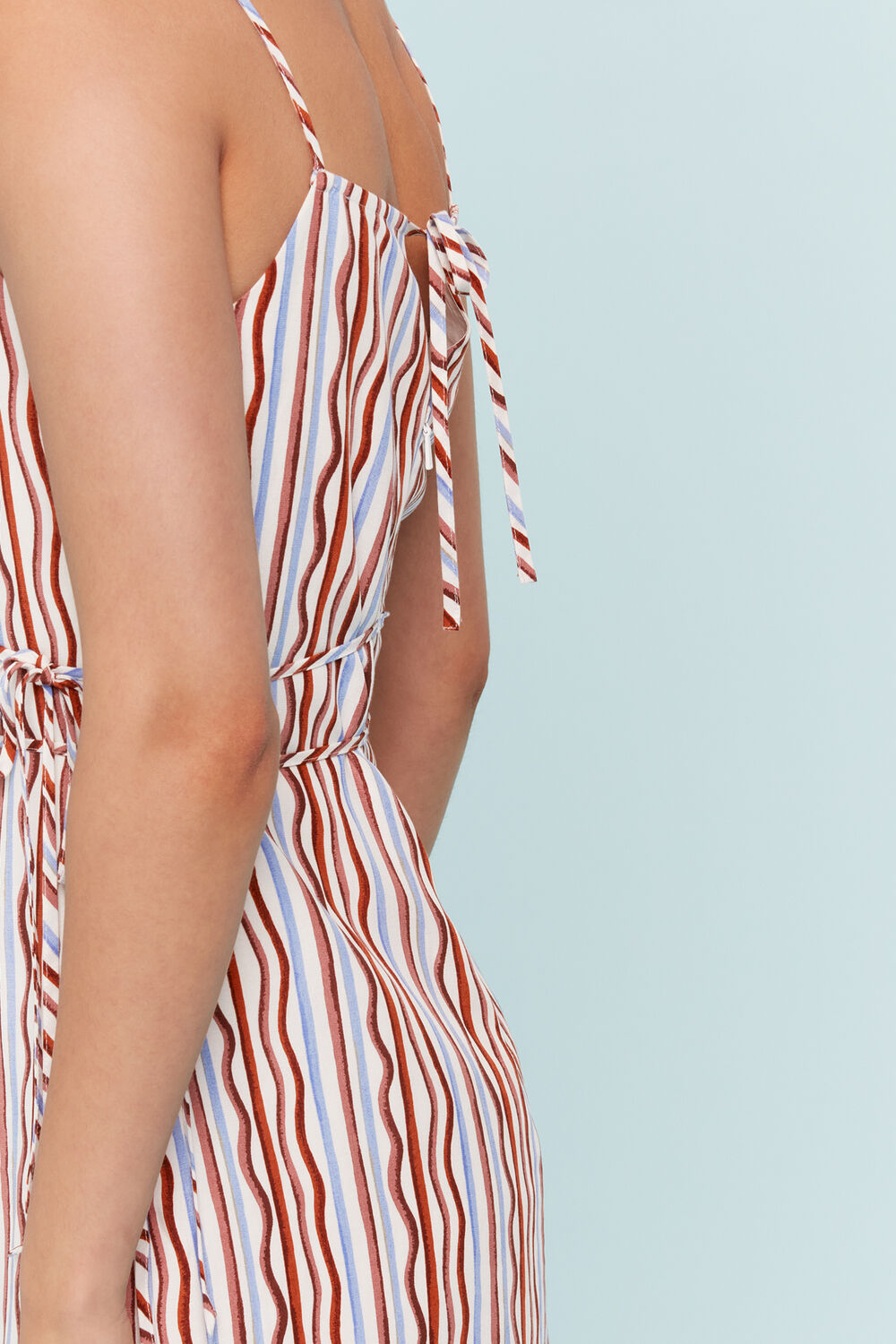 Multicolour Wiggle Stripe Tie Detail Dress