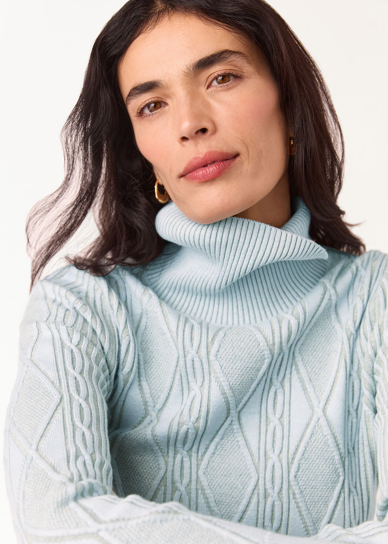 Aoife Fine Cable Roll Neck