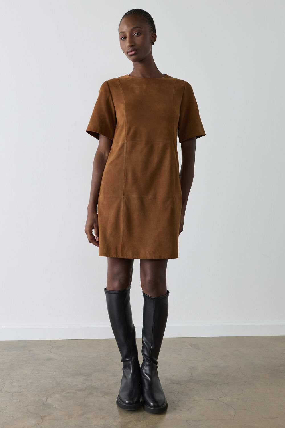 Suede Boxy Mini Dress