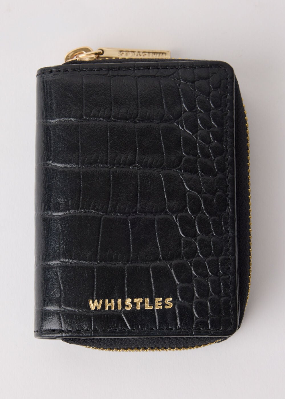 Black Shiny Croc Koa Compact Purse