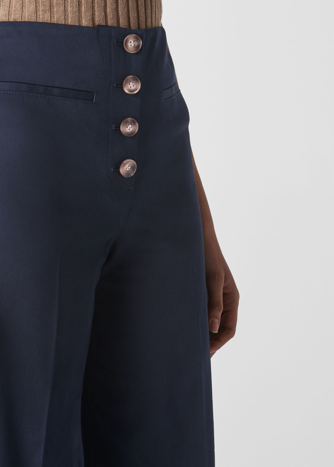 Navy Heidi Button Front Trouser | WHISTLES