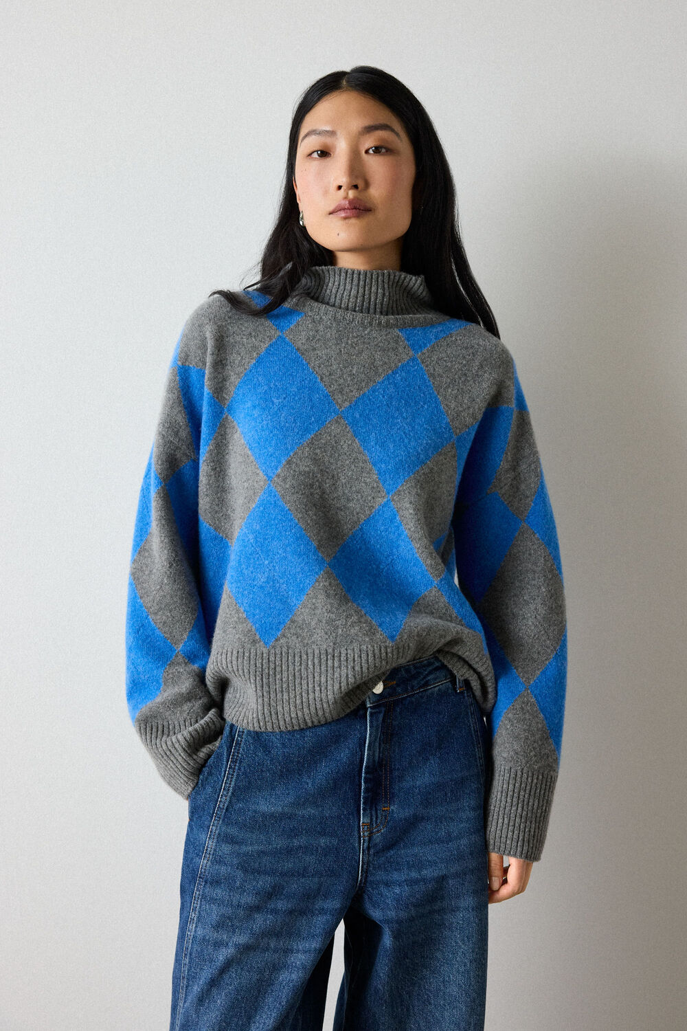 Multicolour Wool Argyle Detail Knit