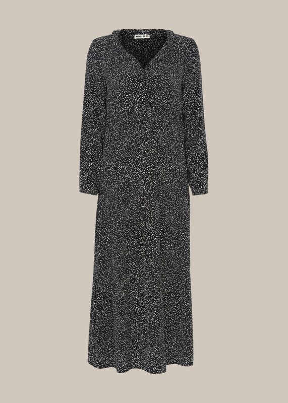 Black and White Freckle Print Enora Dress