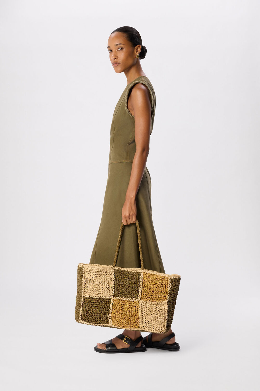 Multicolour Patchwork Straw Tote Bag