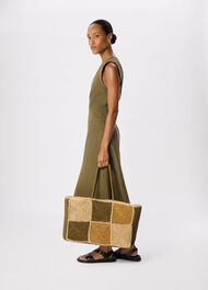 Patchwork Straw Tote Bag