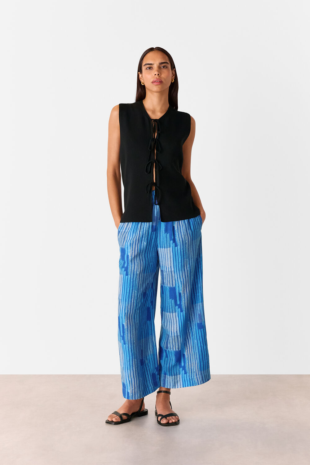Stripe Print Cropped Trouser