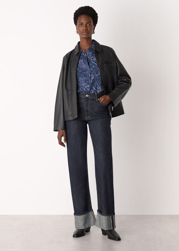 Blue Abstract Marks Collared Shirt