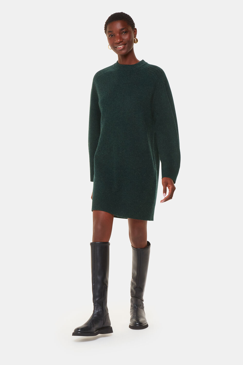 Forest Green Ava Round Neck Knitted Dress