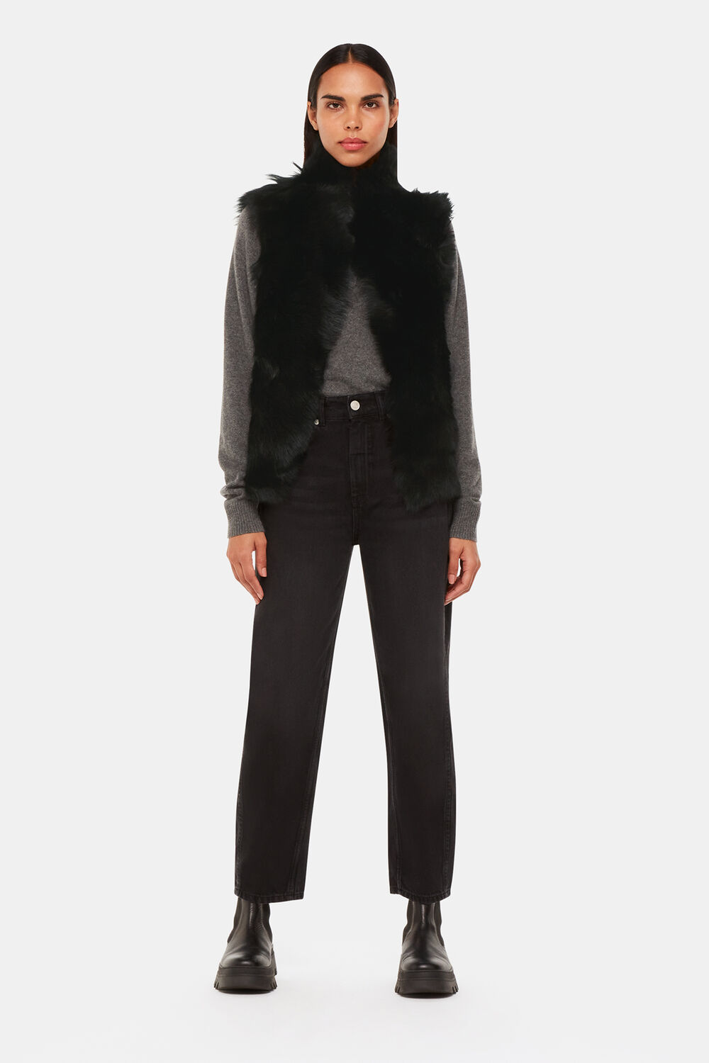 Black Short Toscana Sheepskin Gilet