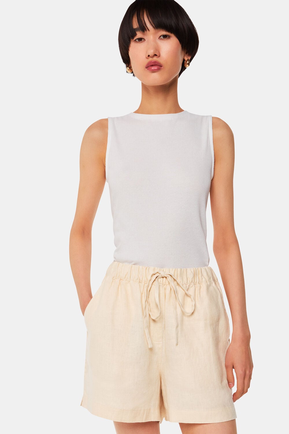 Ivory Linen Elasticated Short