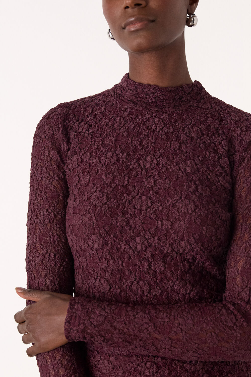 Lace Detail High Neck Top