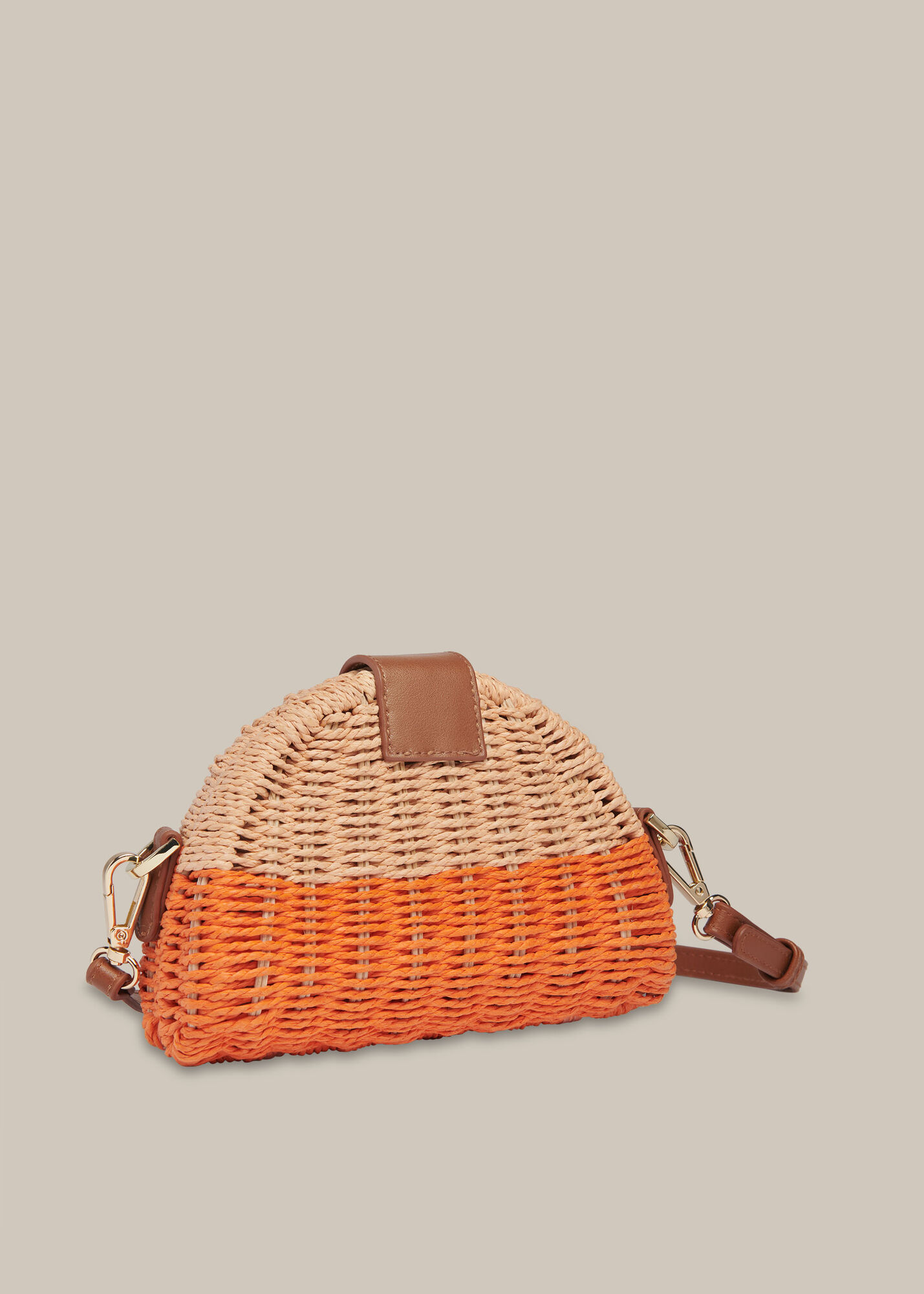 Orange/Multi Leo Mini Crossbody Straw Bag WHISTLES Whistles US