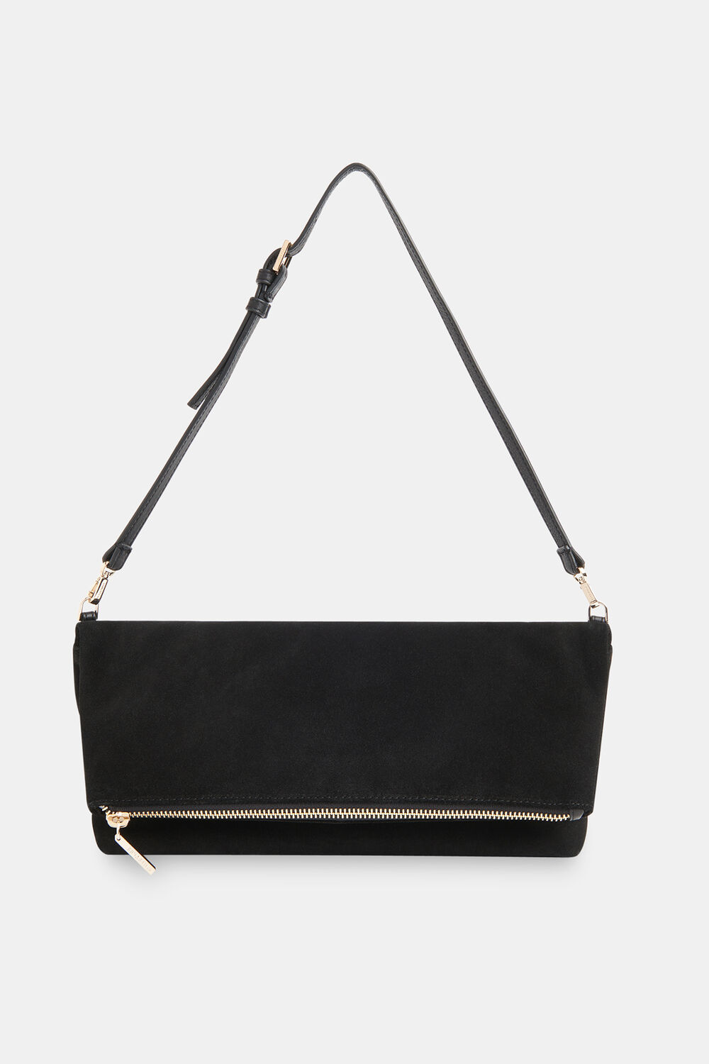 Black Sofia Foldover Baguette Bag