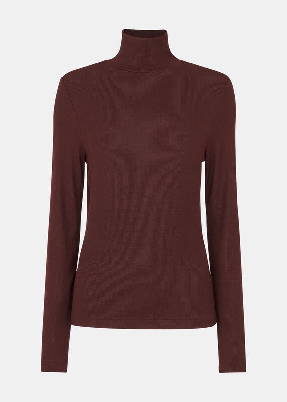 Burgundy Essential Ribbed Turtleneck
