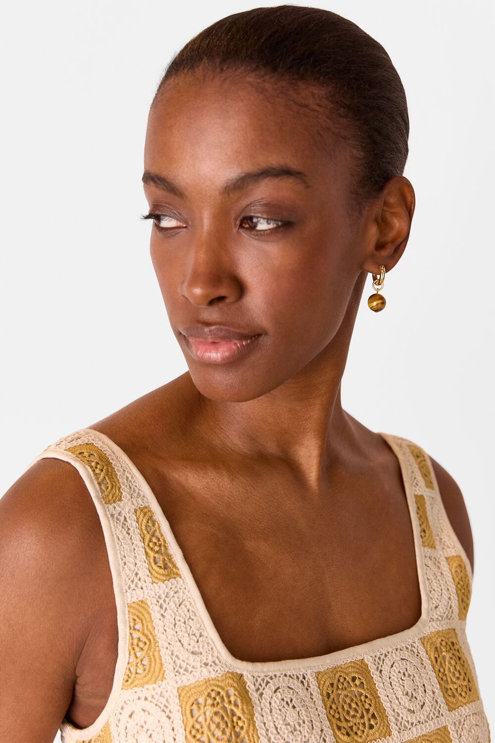 Gold Bead Drop Earring