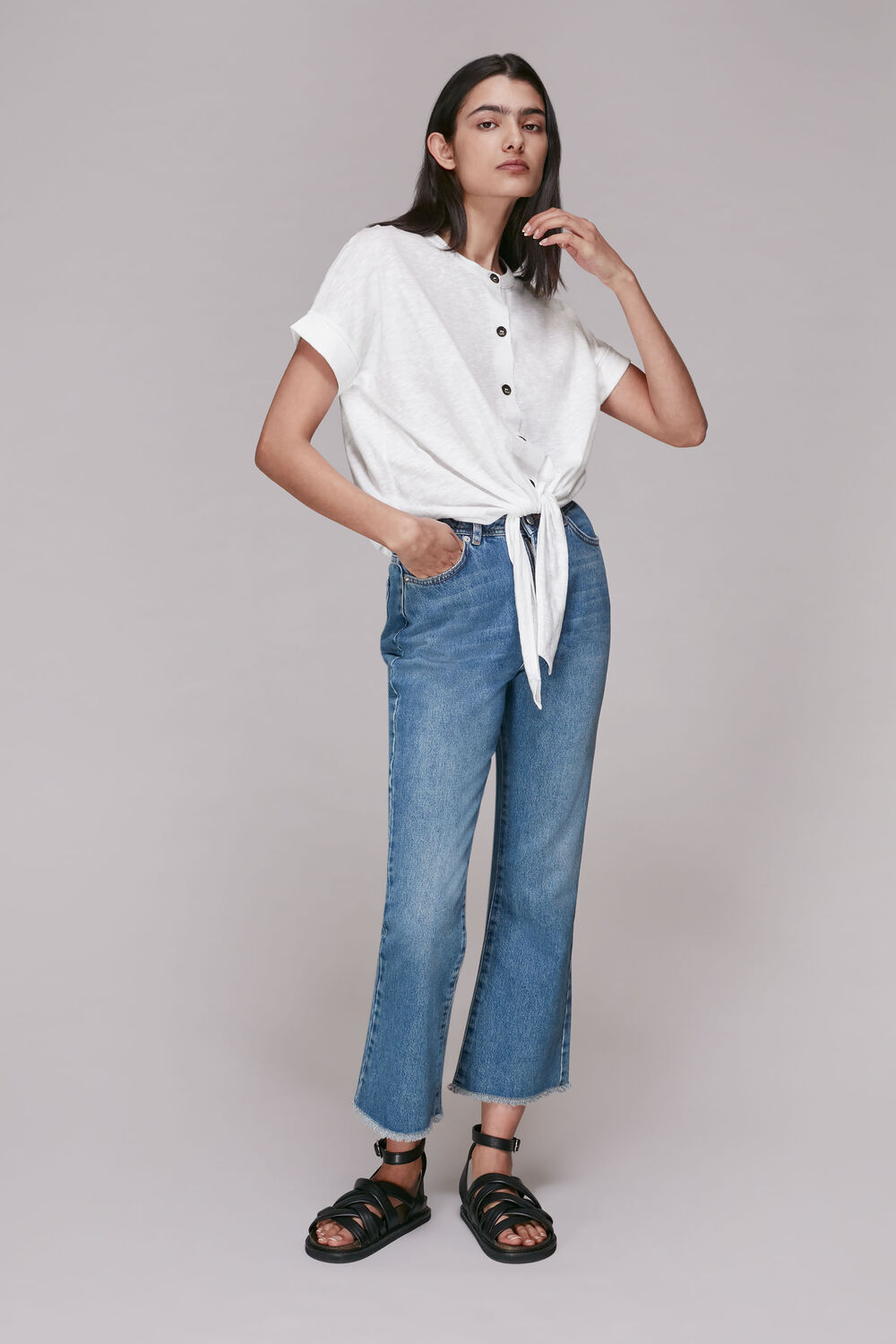 Round Neck Tie Front Tee