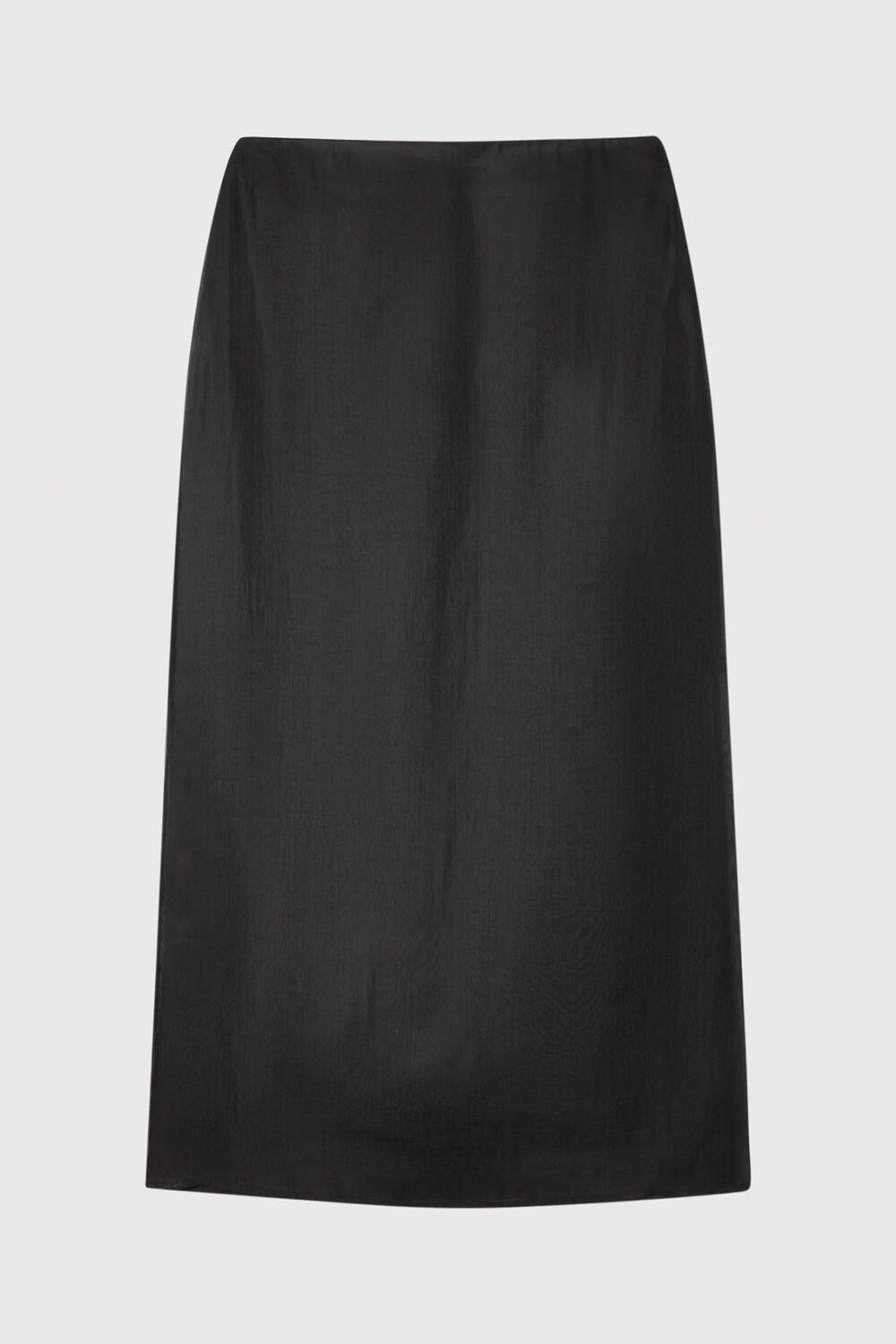 Black Organza Column Midi Skirt