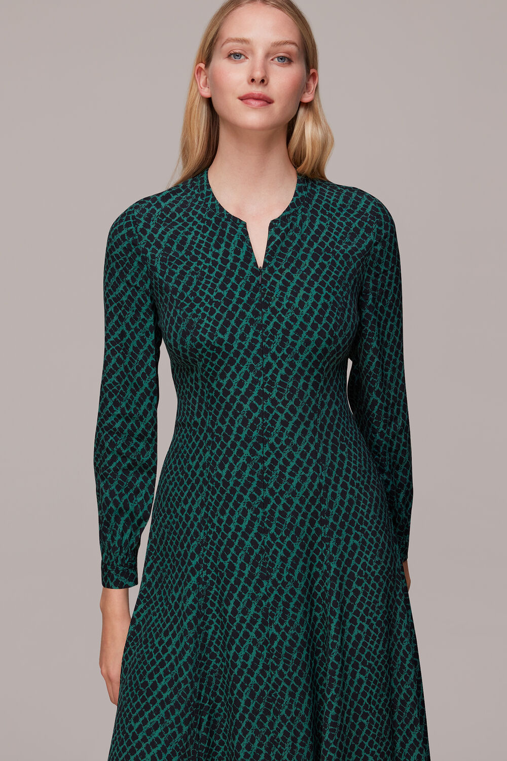 Brushed Geo Print Midi Dress