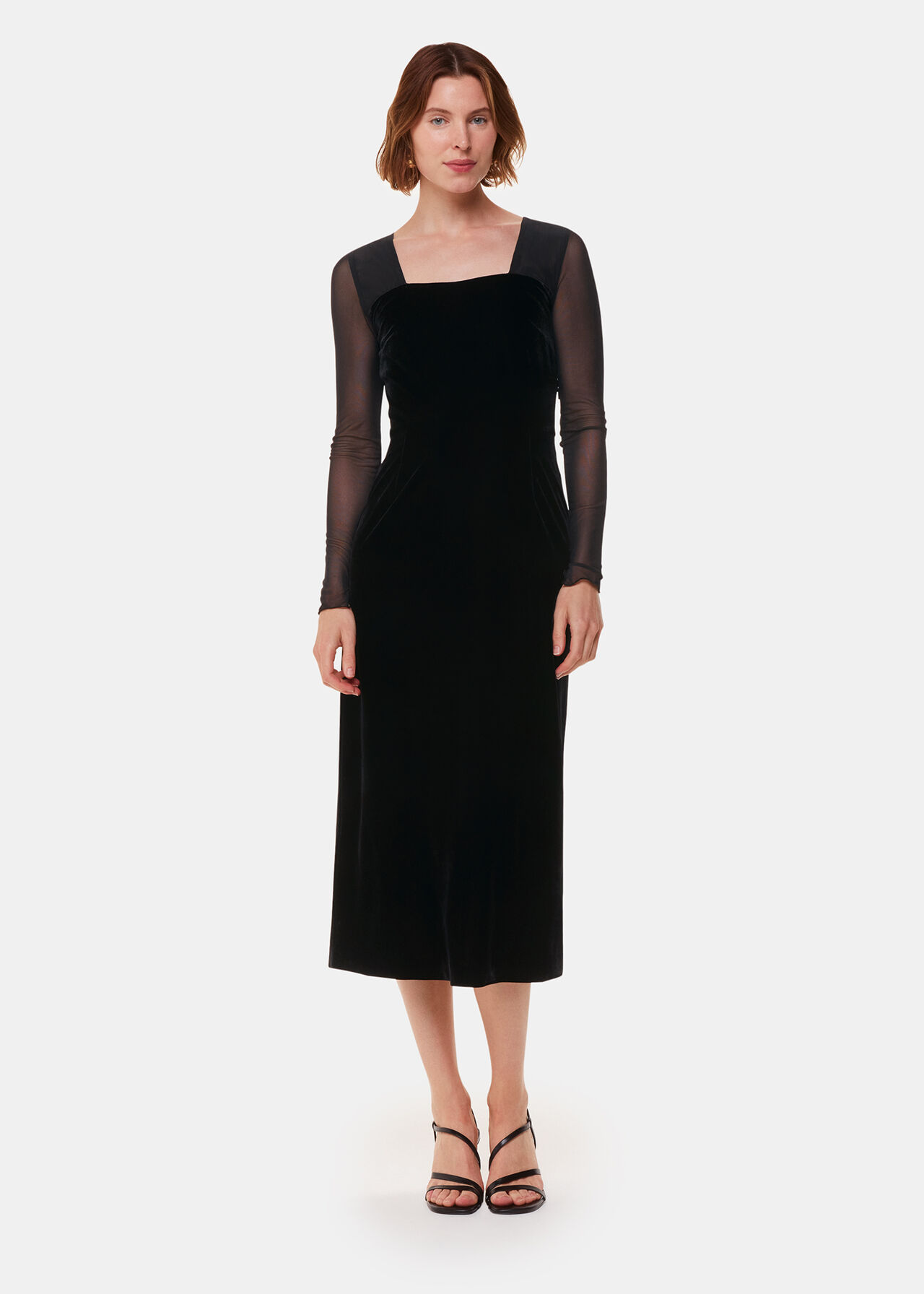 Mesh Sleeve Velvet Dress
