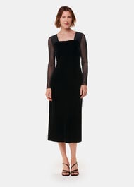 Mesh Sleeve Velvet Dress