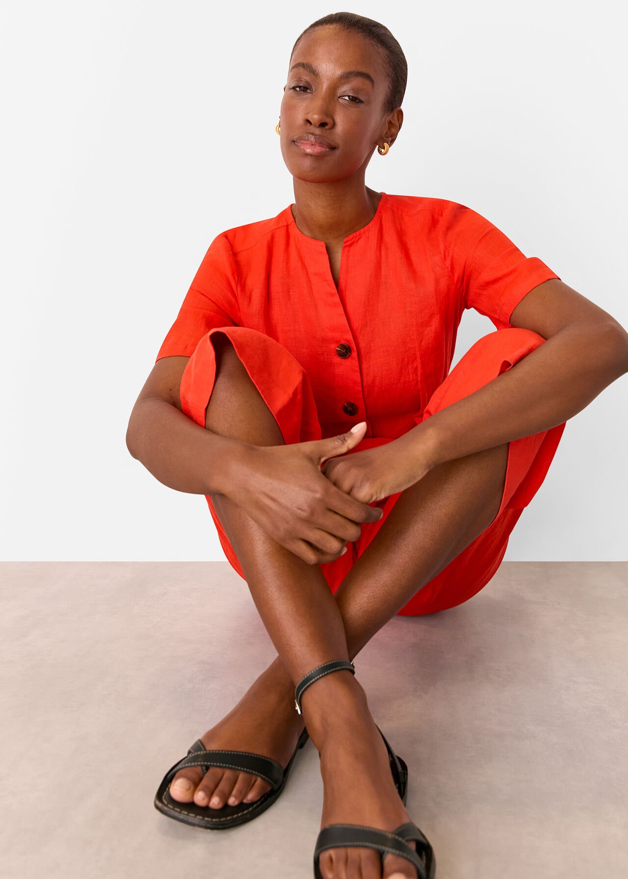 Petite Fiona Linen Button Jumpsuit