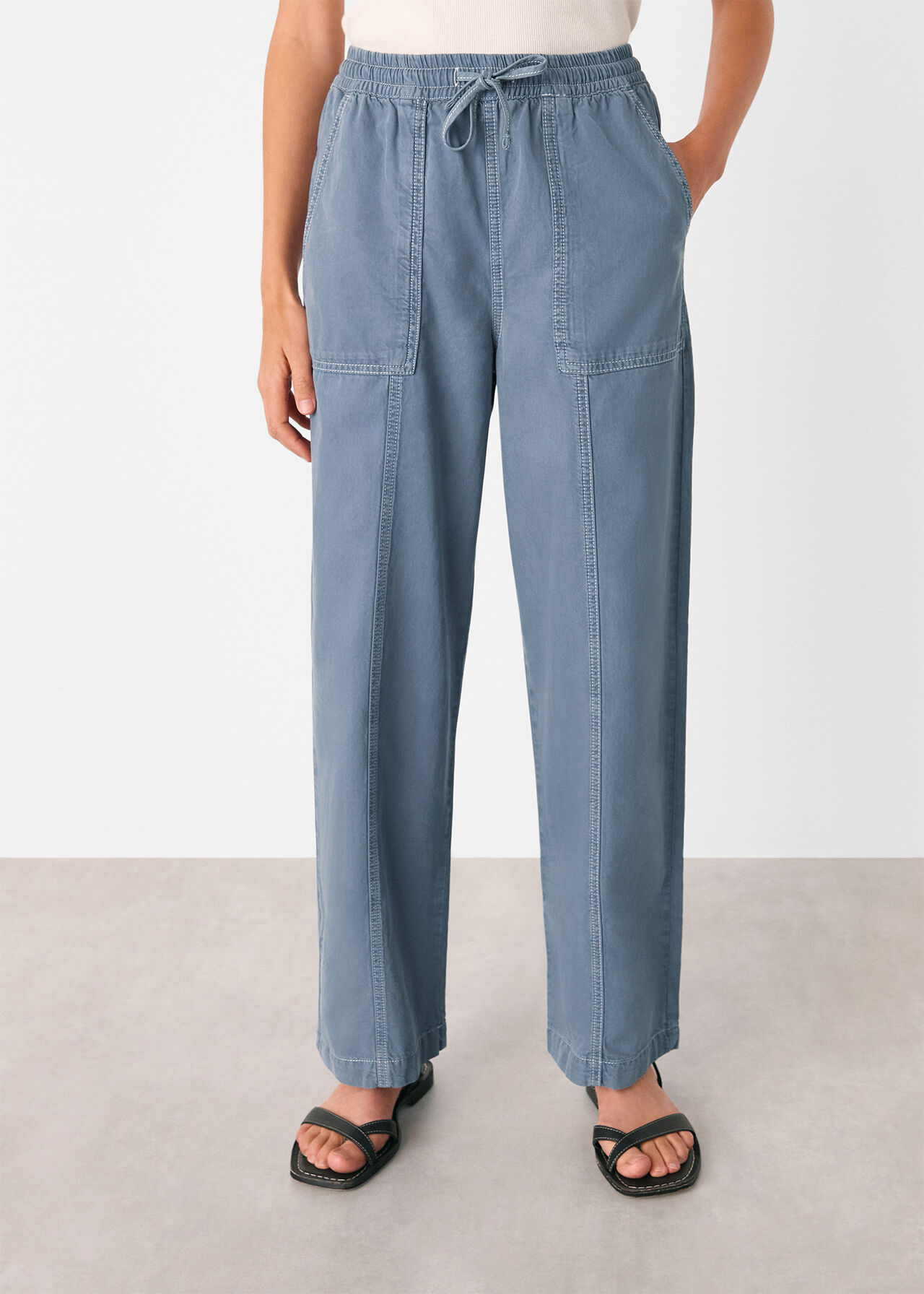 Contrast Stitch Cotton Trouser