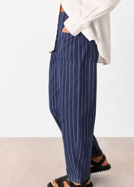 Petite Pinstripe Barrel Leg Jean
