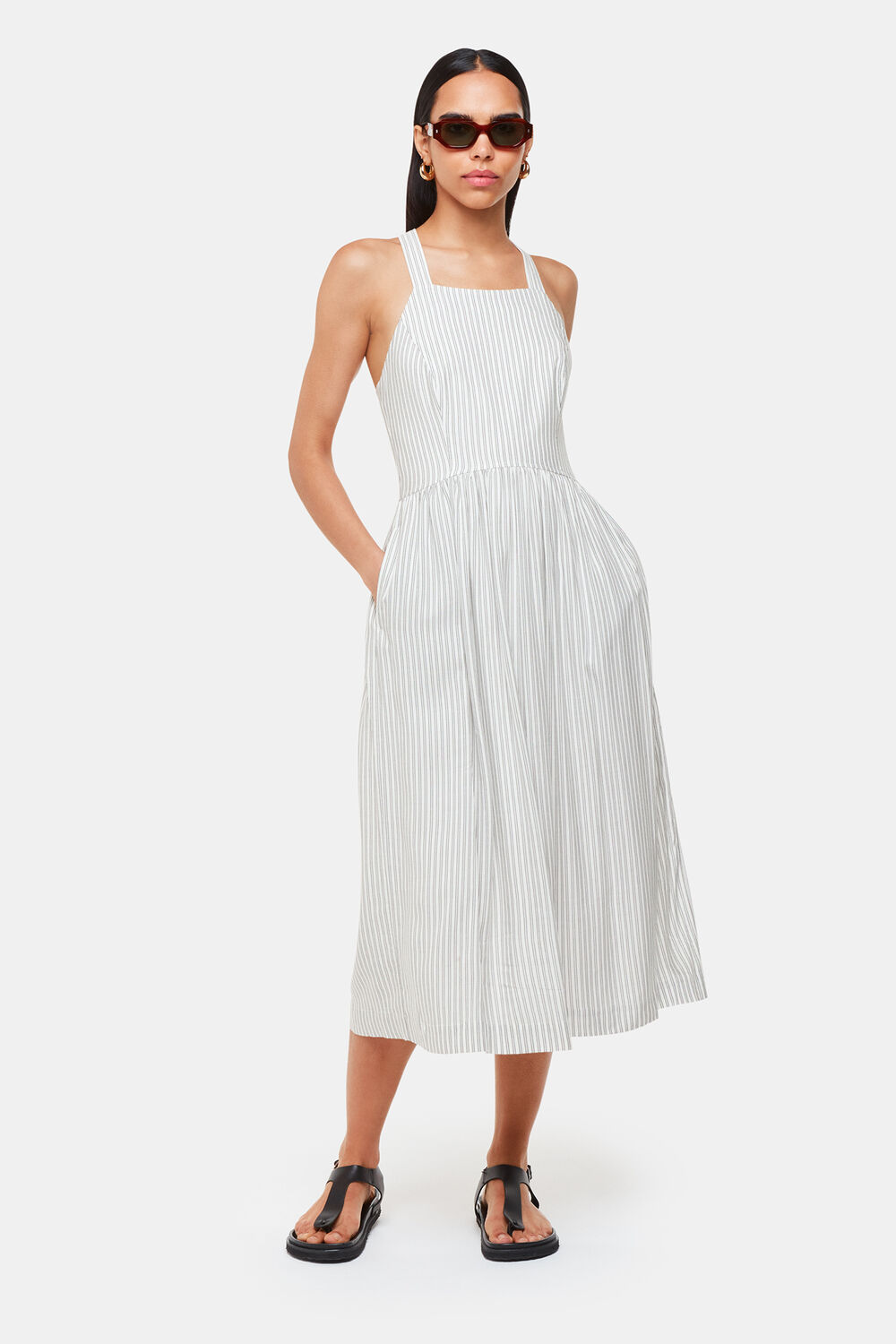 Ivory Luna Stripe Midi Dress