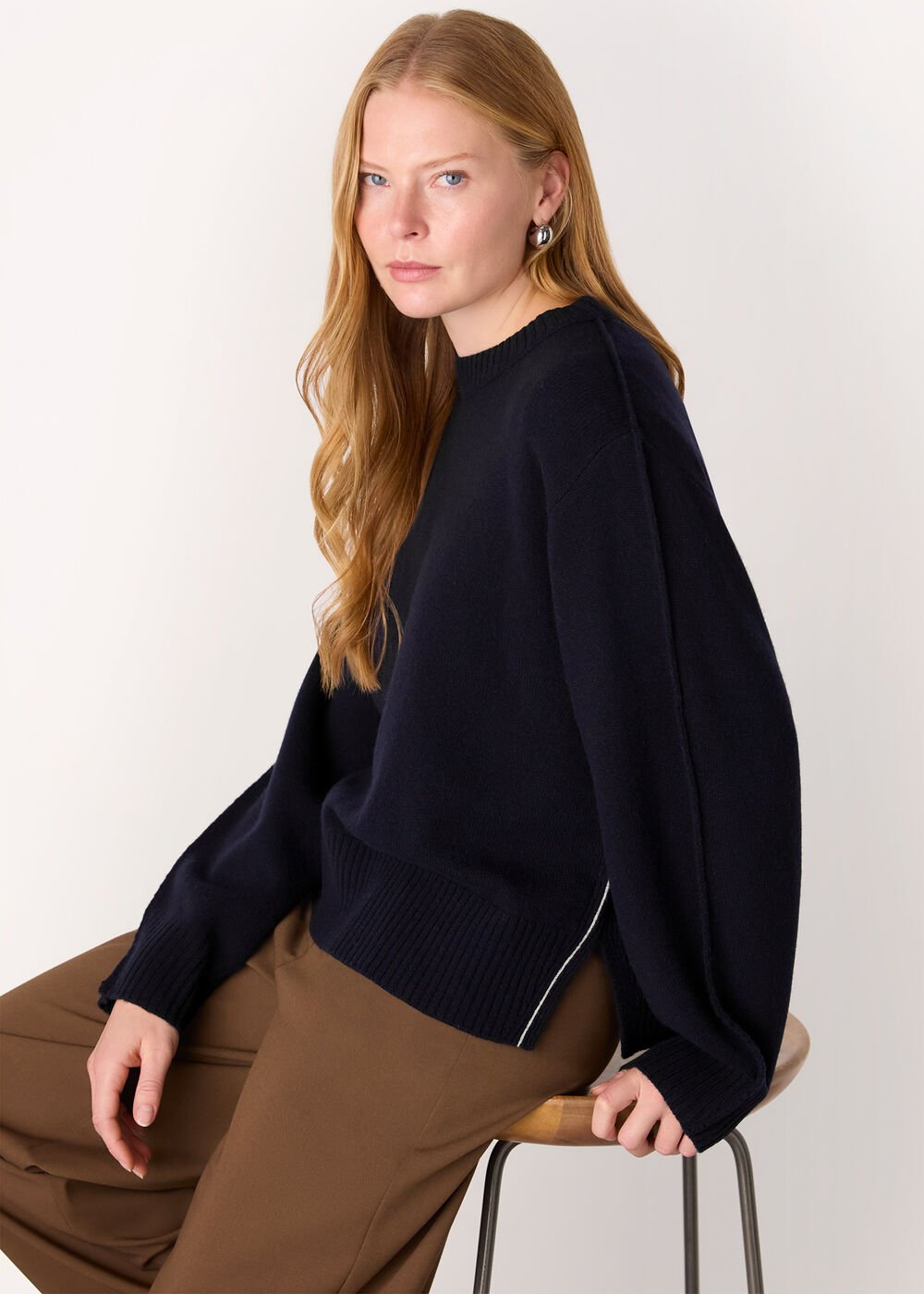 Side Stripe Detail Wool Knit