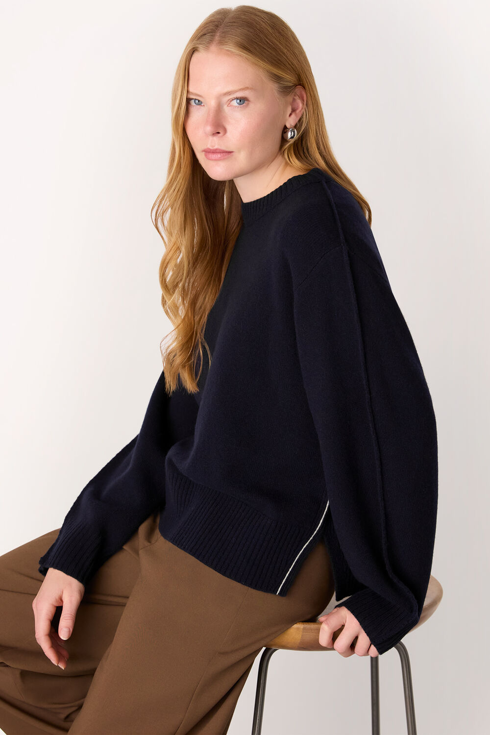 Side Stripe Detail Wool Knit