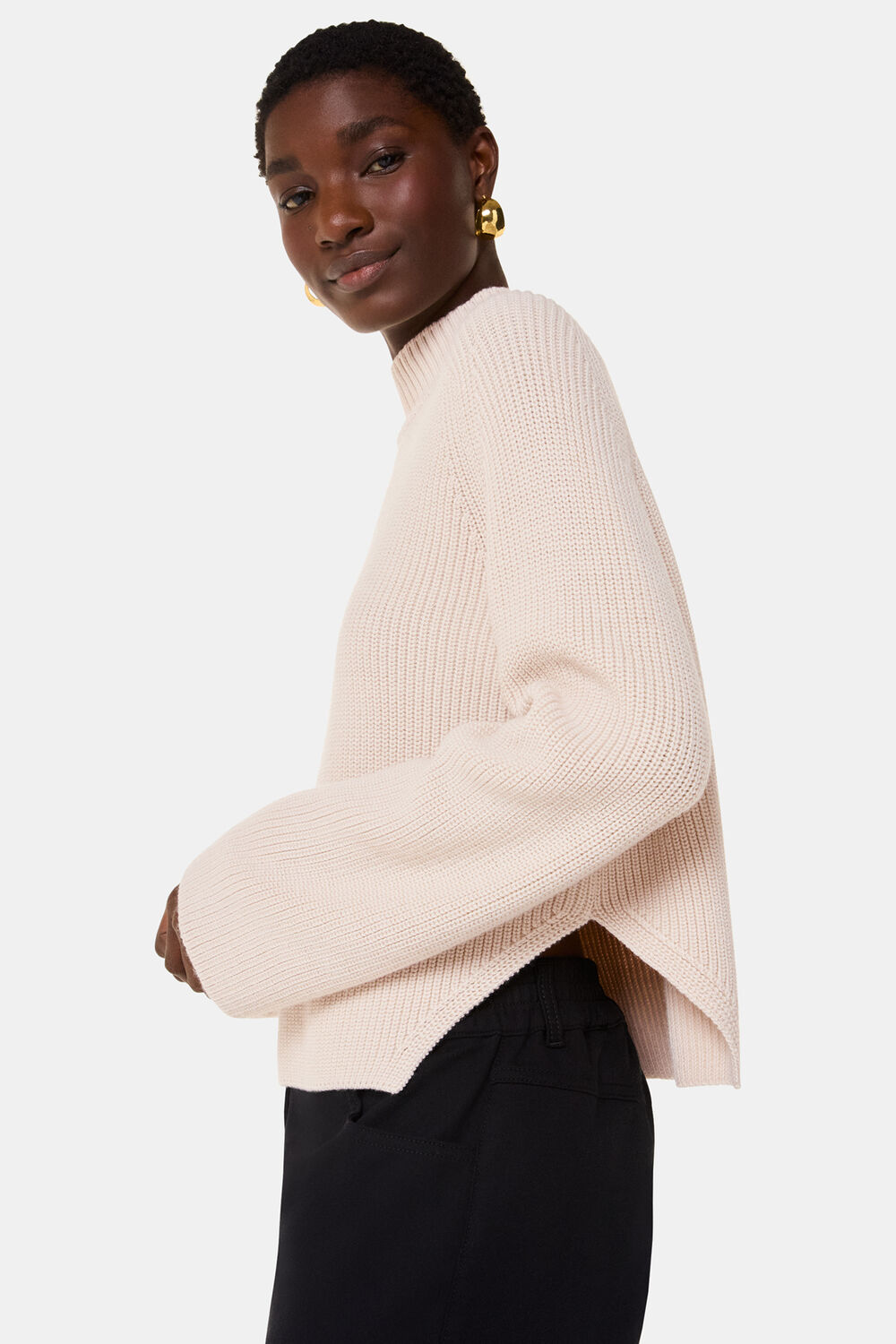 Ivory Wool Mix Side Detail Sweater
