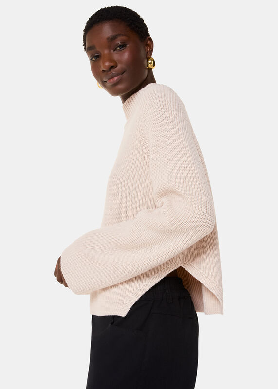 Ivory Wool Mix Side Detail Sweater