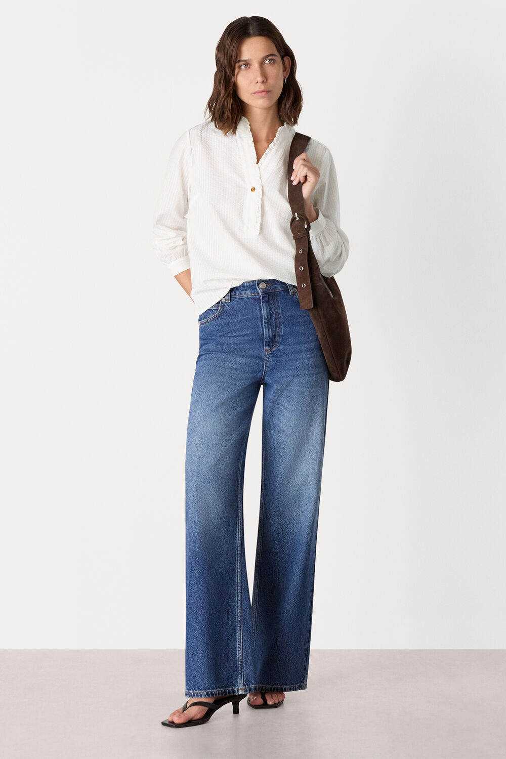 White Textured Frill Shirt
