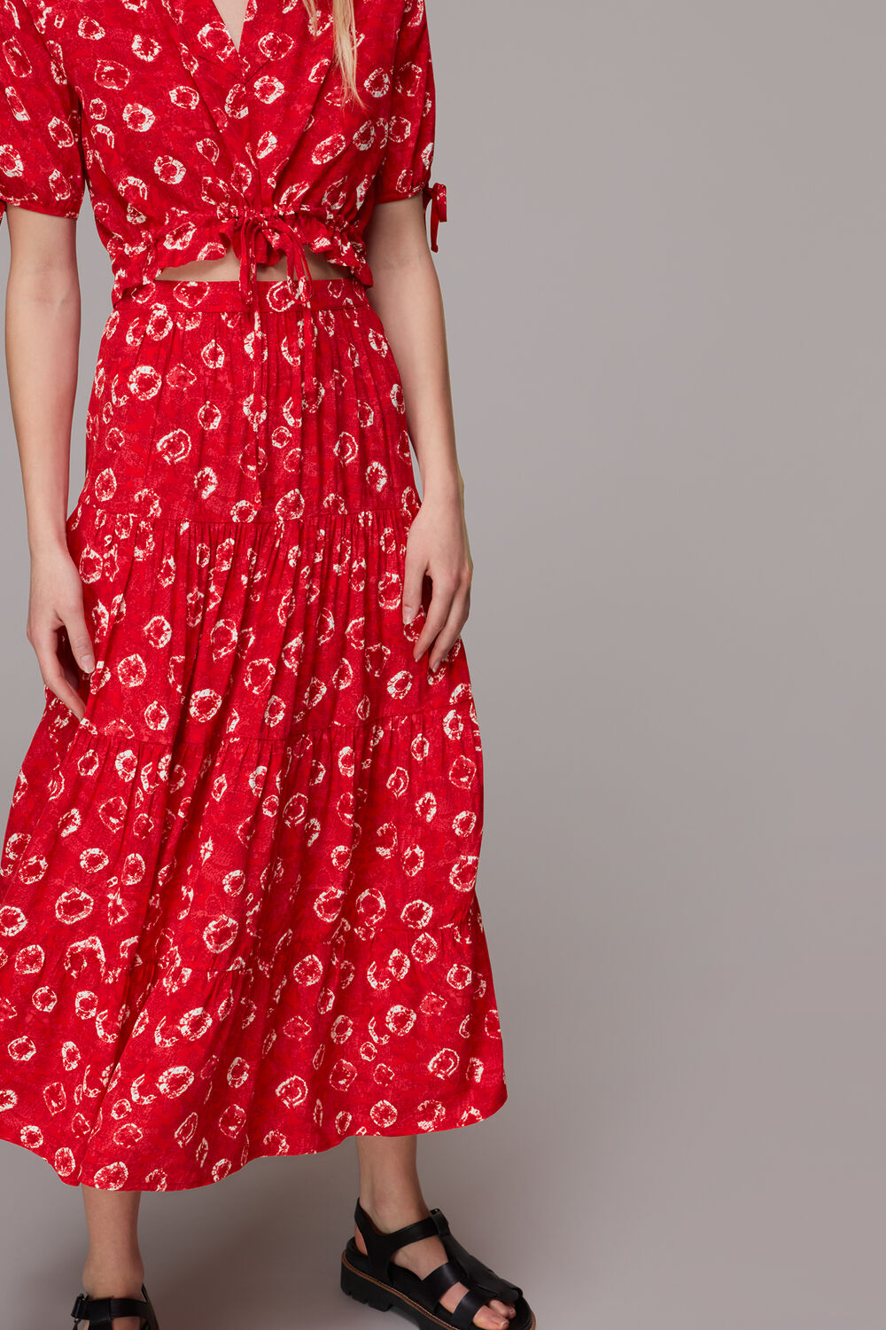 Tie Dye Floral Tiered Skirt