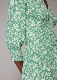 Shirred Wheat Floral Dress