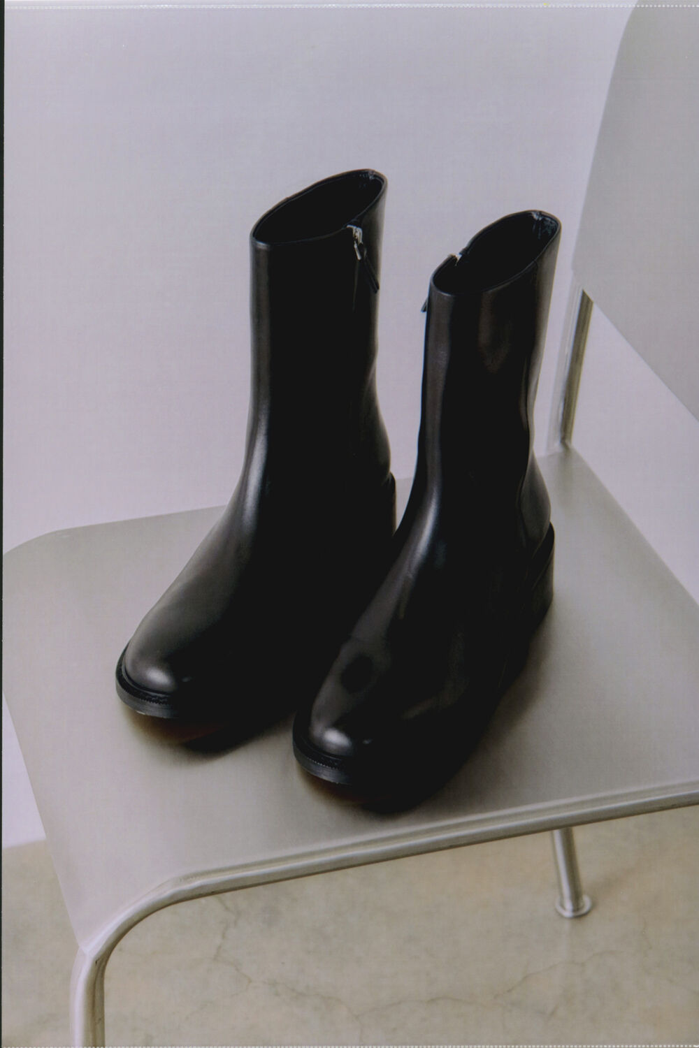 Black Clean Leather Chelsea Boot