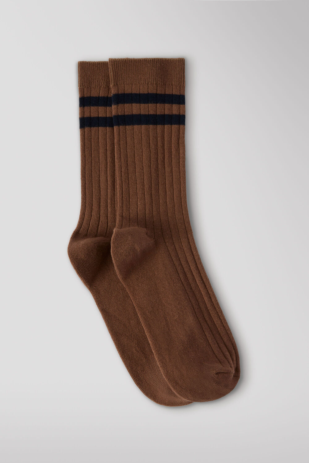 Brown Striped Ribbed Socks