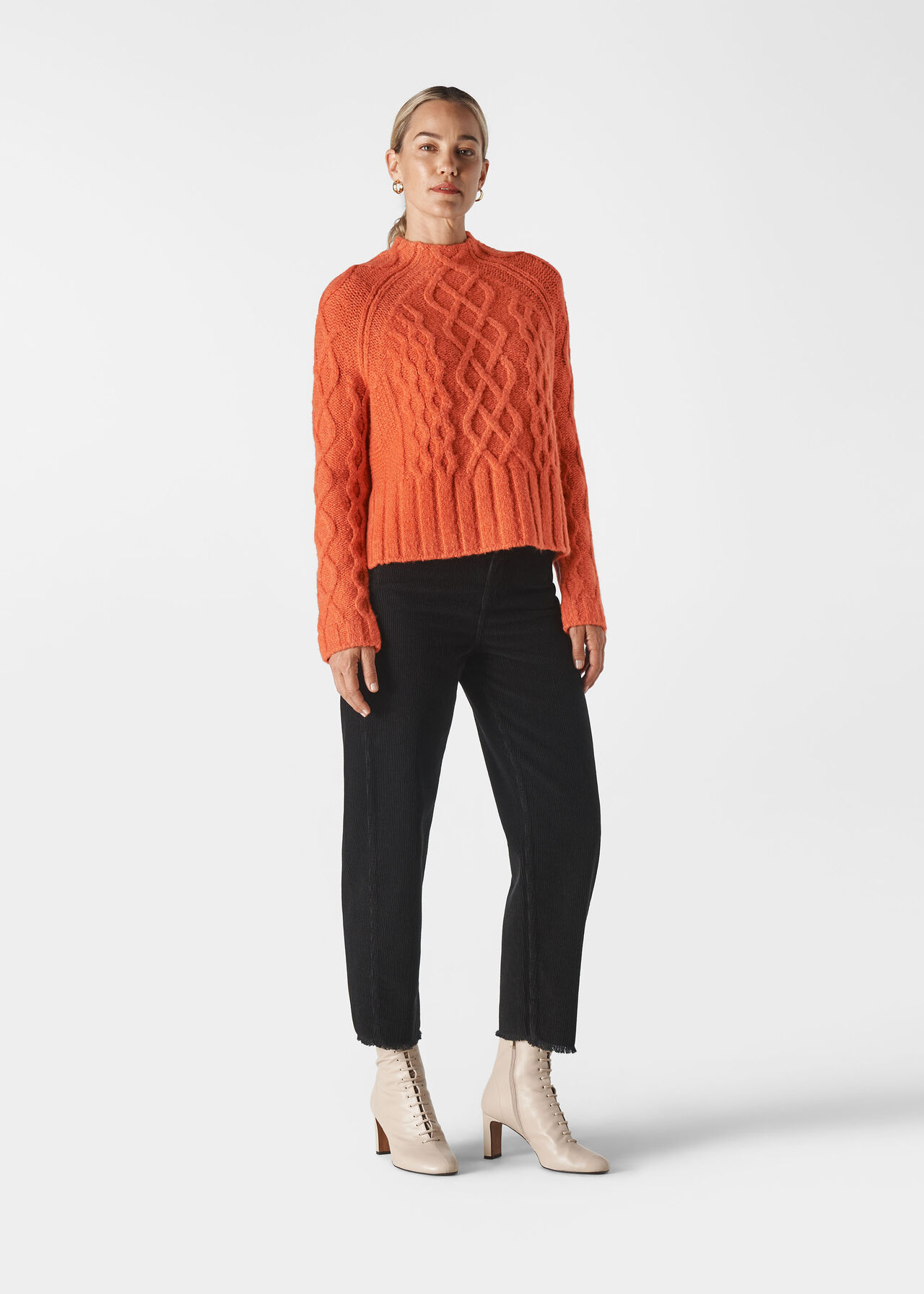Orange Modern Cable Knit | WHISTLES