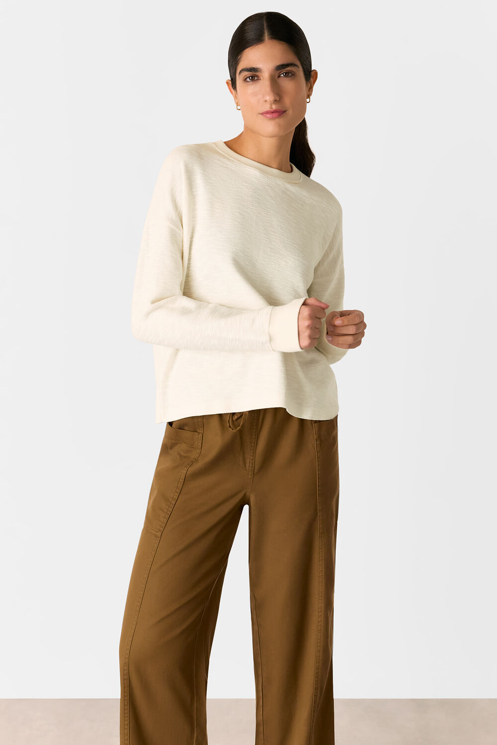 Ivory Textured Relaxed Jersey Top