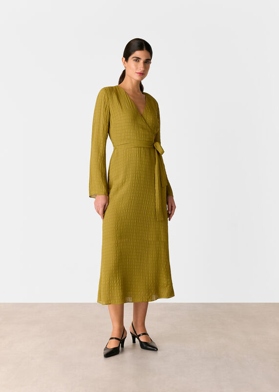 Olive Alex Textured Wrap Midi Dress