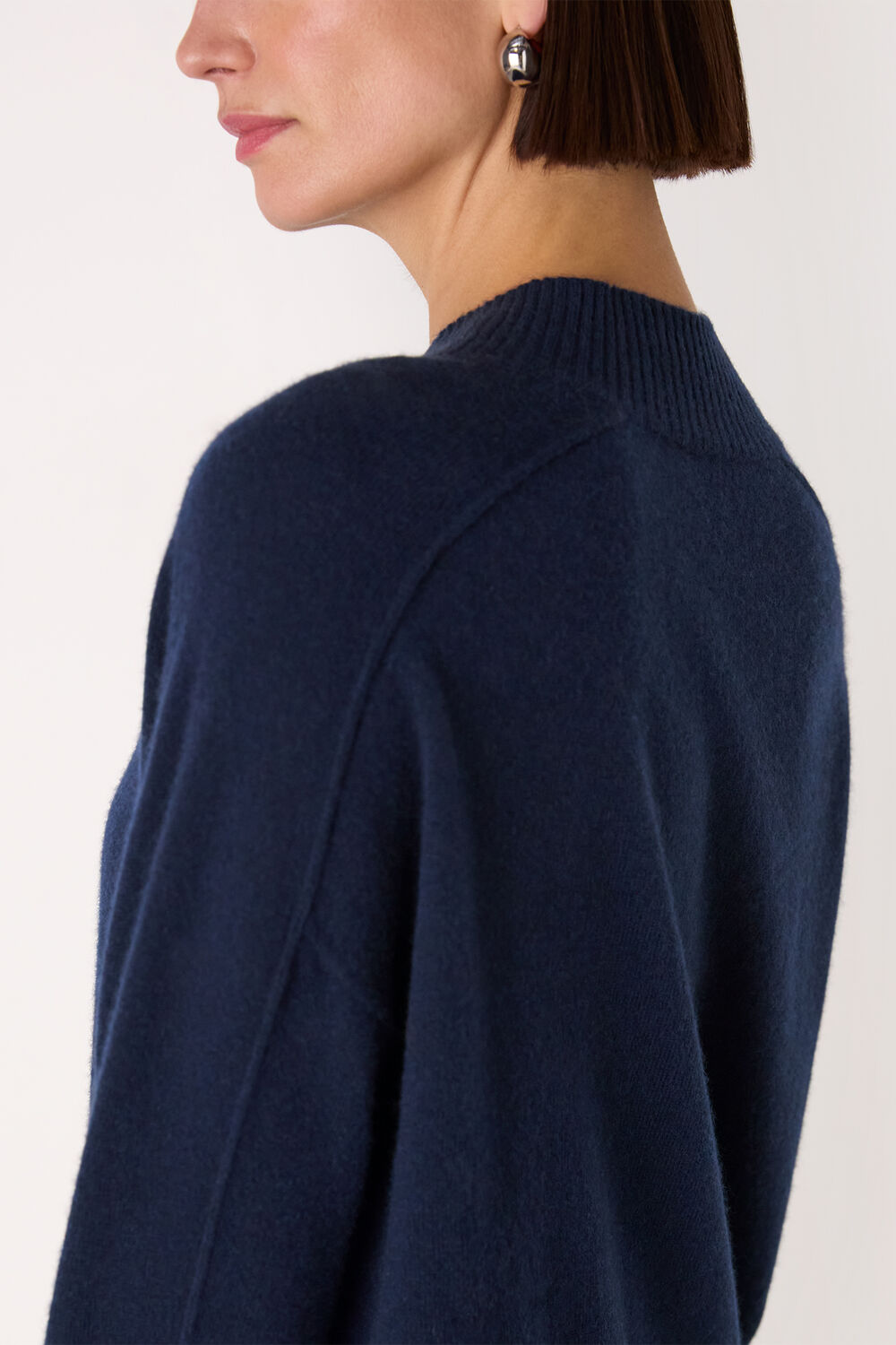 Navy Cashmere V Neck Sweater