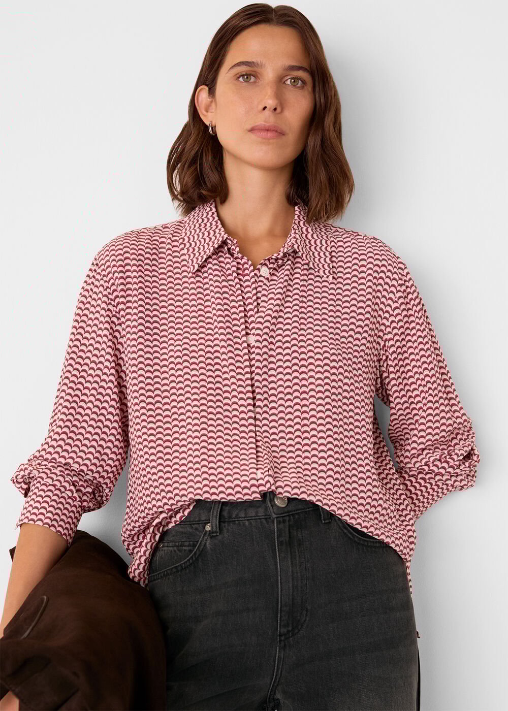 Geo Print Pleat Detail Shirt