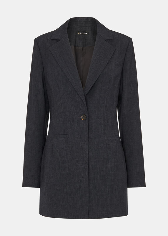 Grey Mia Elongated Waist Blazer