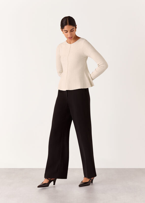 Neutral Peplum Detail Knit