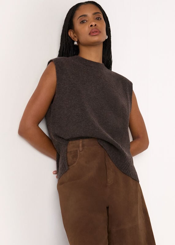 Brown Wool Sleeveless Tank