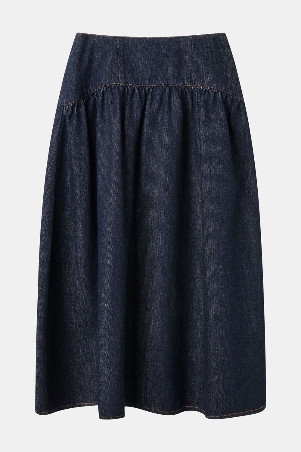 Denim Waisted Midi Skirt