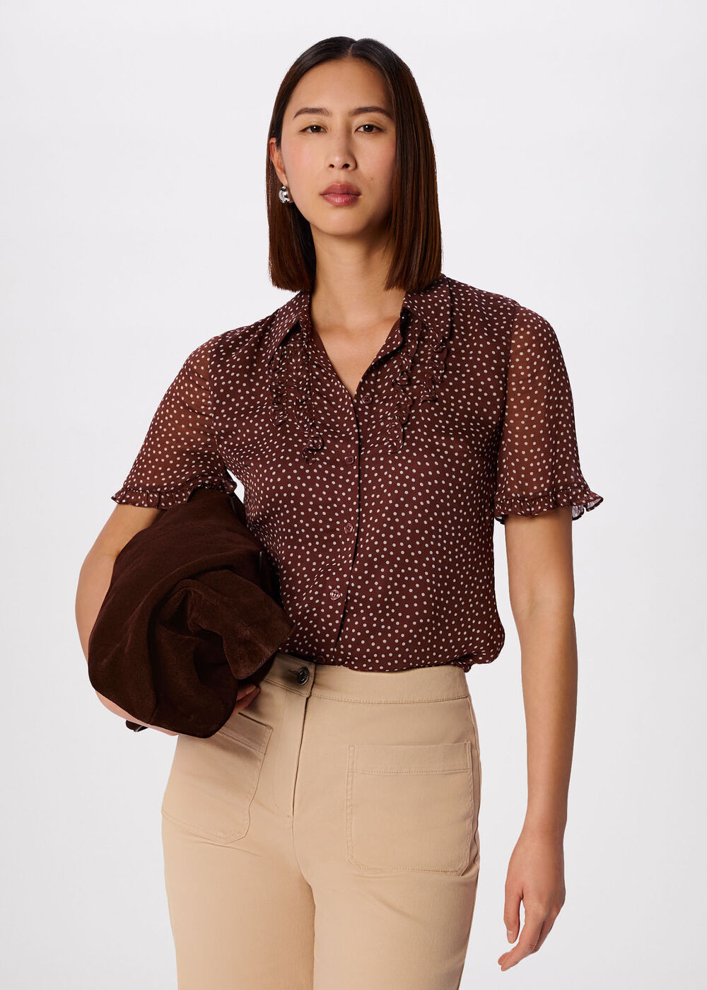 Polka Dot Sheer Sleeve Shirt