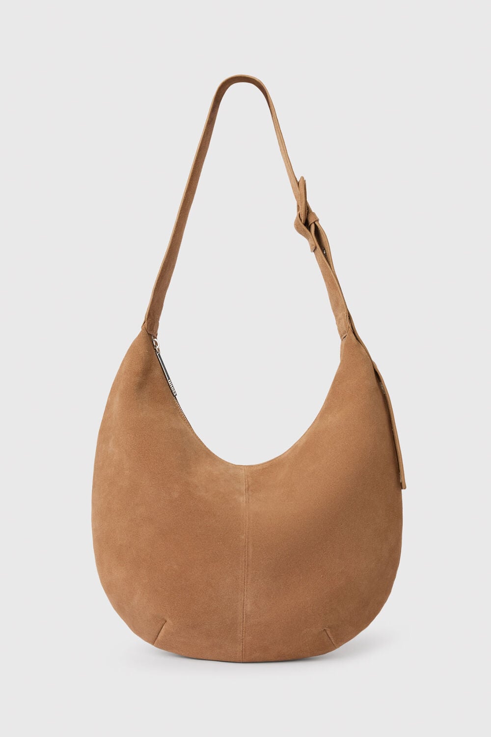 Taupe Large Sia Curved Suede Bag