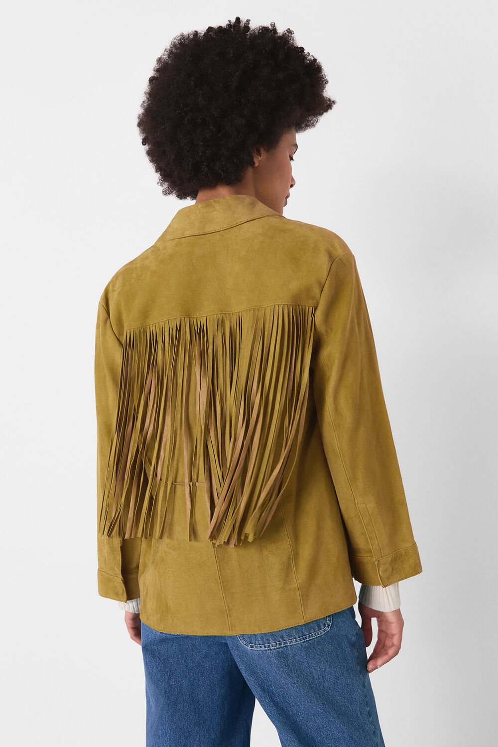 Neutral Lani Tassel Suede Jacket