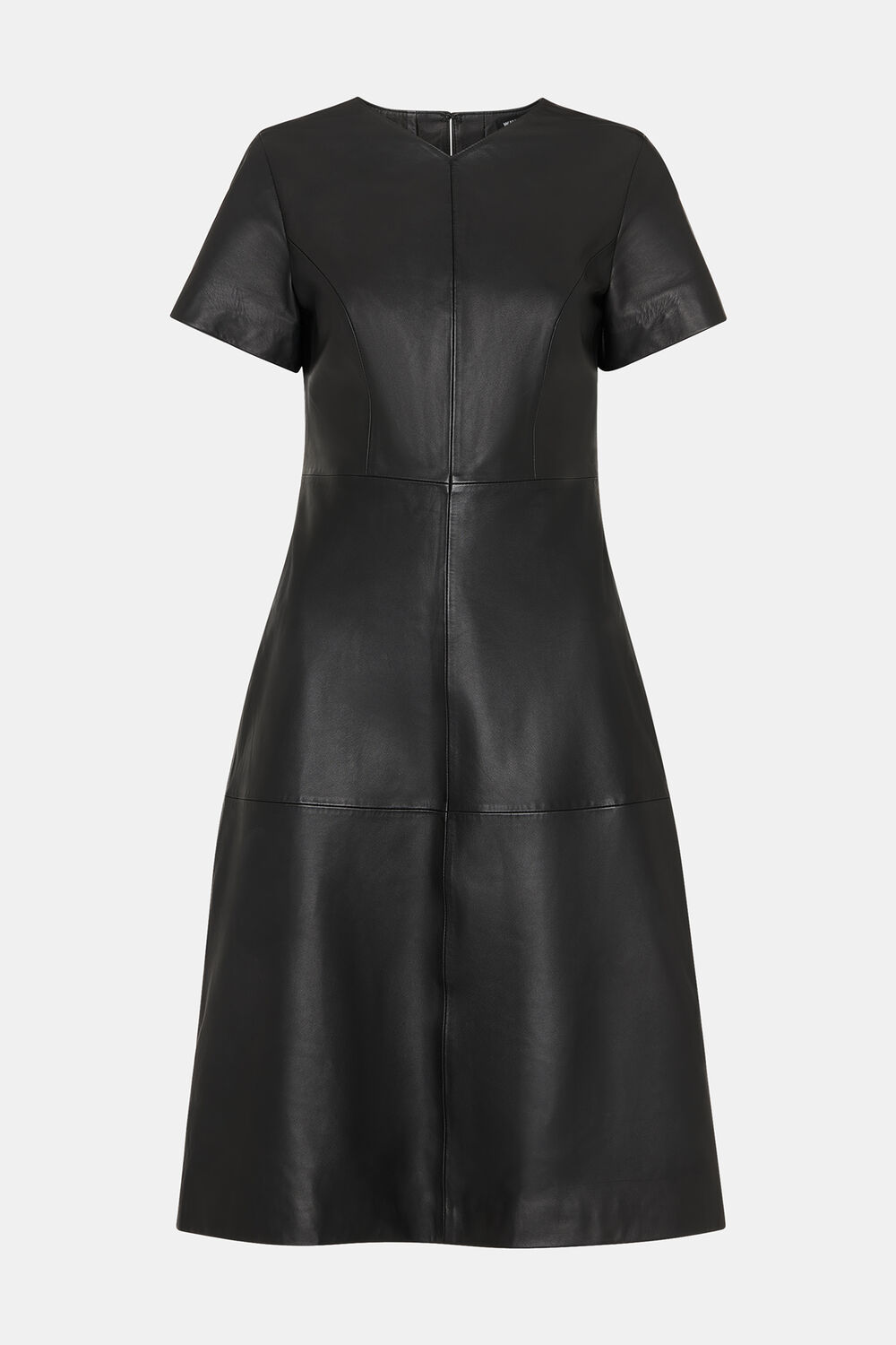 Black Rosamund A Line Leather Dress